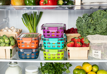 Food in the fridge stored in tupperware