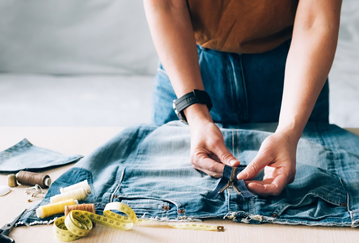 Someone repairing clothing 