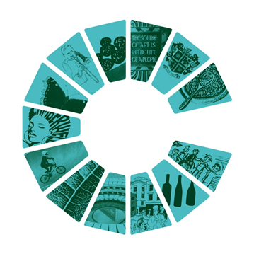 Camberwell logo - a letter 'C' shape, made up of images representing Camberwell's heritage and culture 